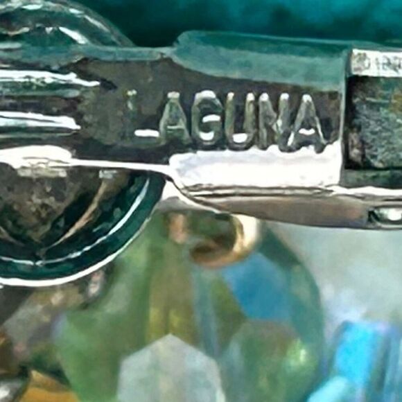 Vtg Laguna Dangle Drop Clip-On Earrings Multi Clustered AB Crystal & Faux Pearls - Picture 6 of 8